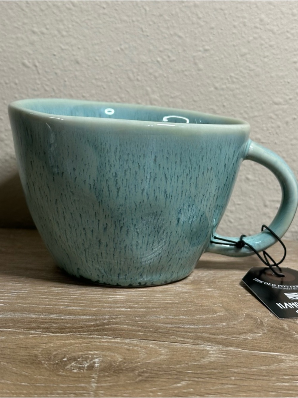 The Old Pottery Company Coffee Mug Tea Cup Handcrafted Blue turquoise Color 12oz